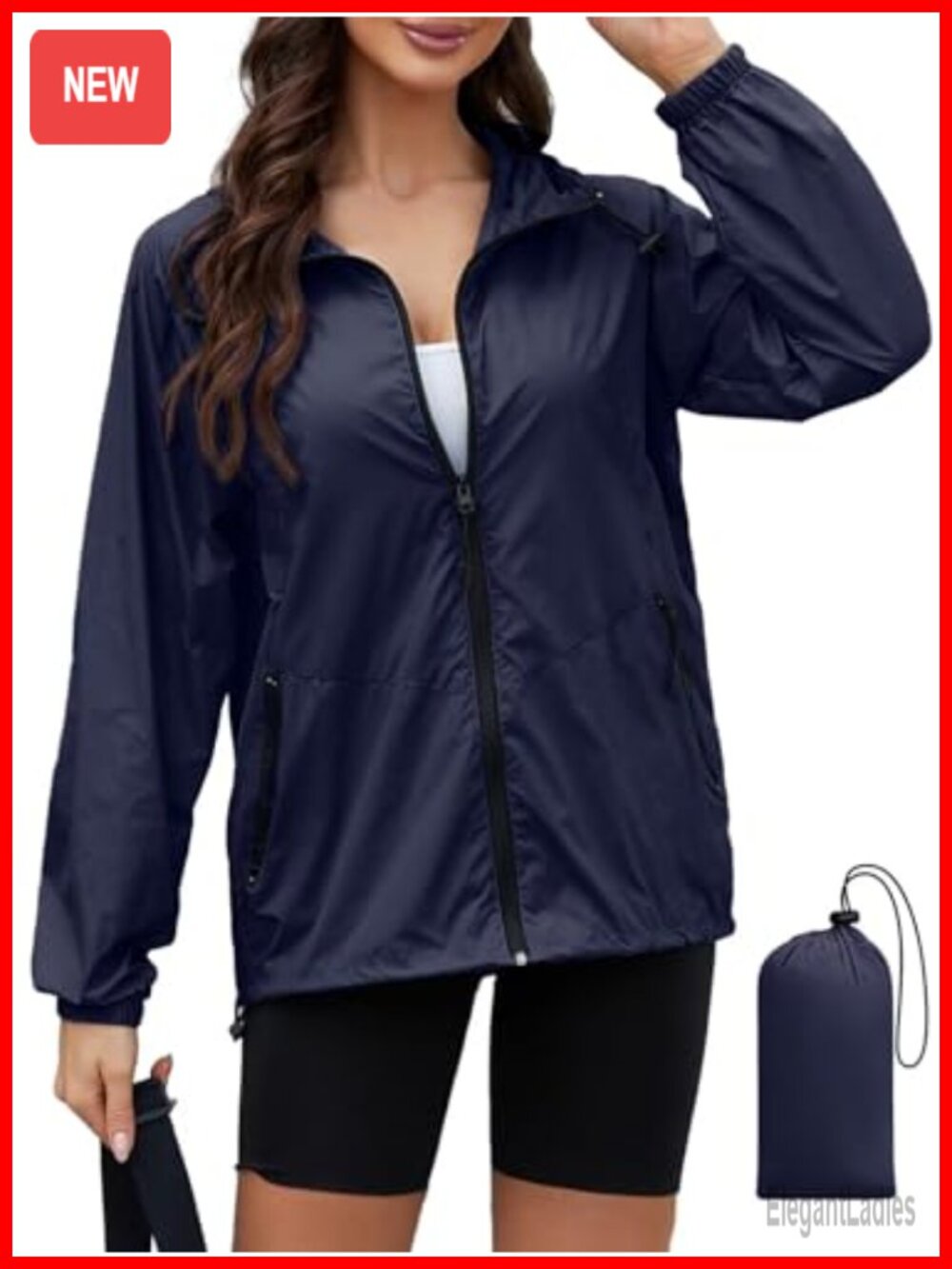 Lightweight Waterproof Rain Jacket Women Windbreaker Packable Hooded